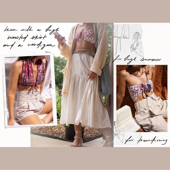 NWT Free People Summer Of Love Bandeau in Wine and Natural - Picture 10 of 15